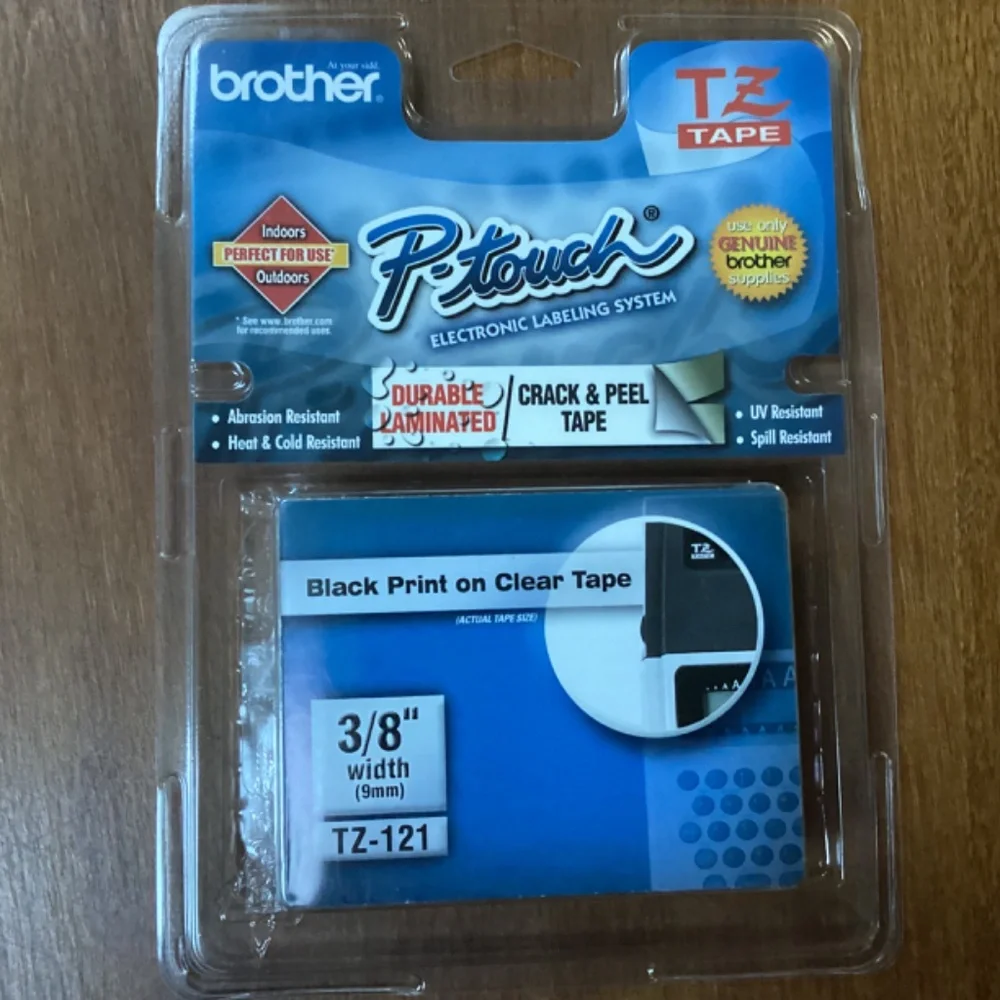 Brother TZ-121 P-touch Electronic Labeling System Tape 3/8” width (9mm)